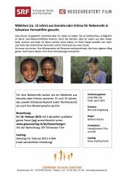 Mädchen (ca. 13 Jahre) aus Somalia oder Eritrea für Nebenrolle in Schweizer Fernsehfilm gesucht