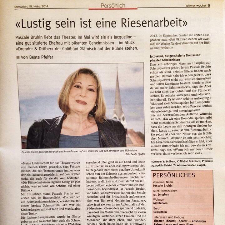 Artikel anlässlich der Hauptrolle in der Theaterproduktion